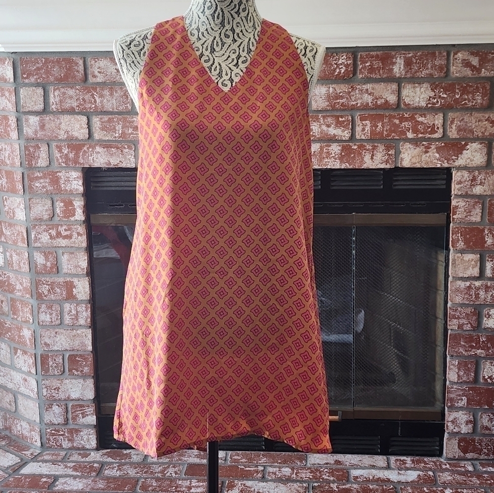 HAZELHAZE PINK AND ORANGE ABSTRACT DRESS
